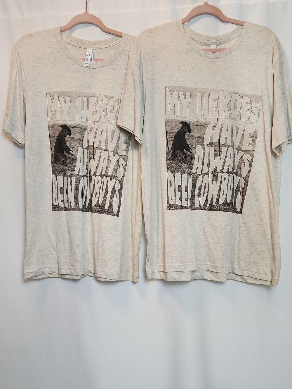 Bella Canvas Cream Graphic Tee with Brown Cowboy Photo Print